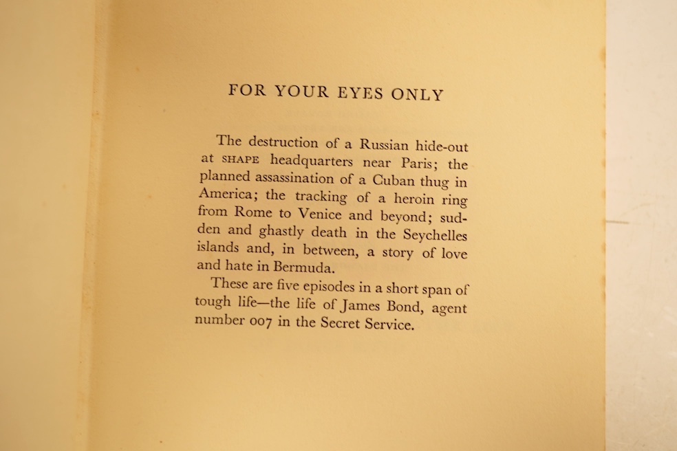 Fleming, Ian. For Your Eyes Only, first edition, 1960